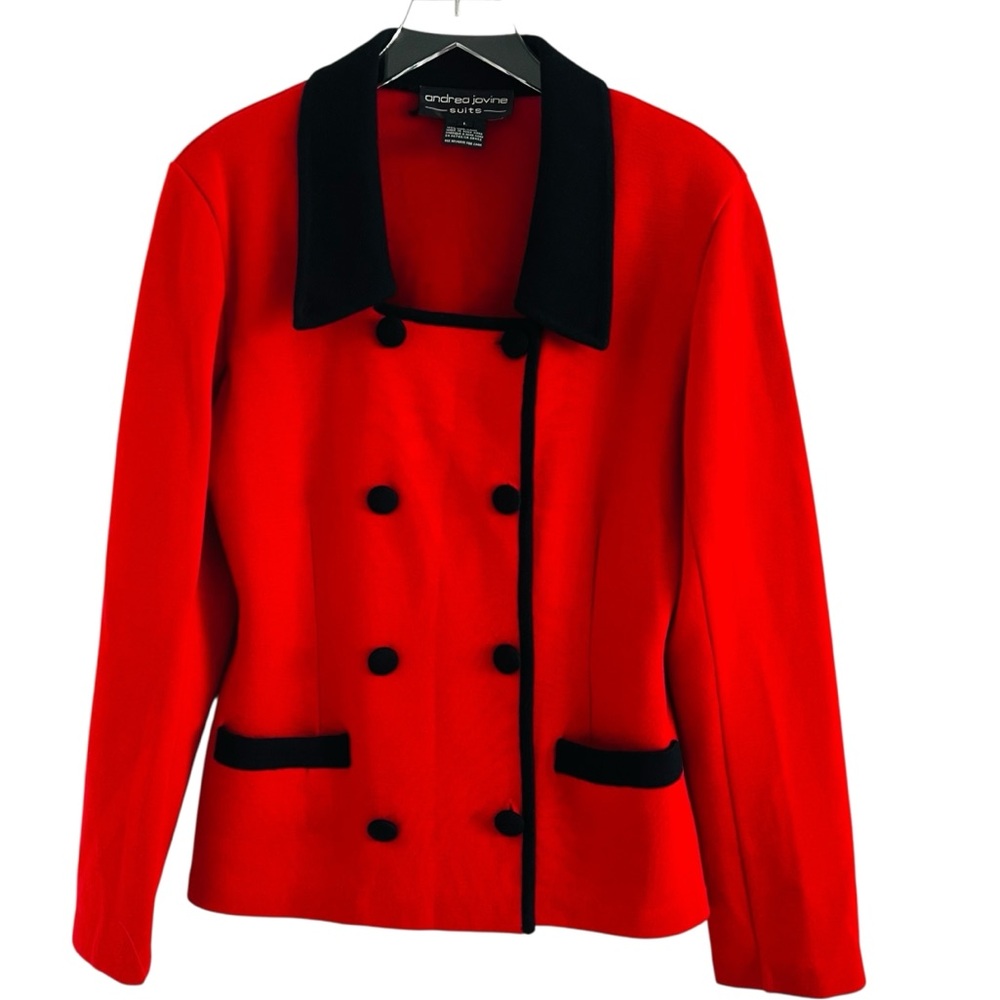 Vintage Andrea Jovine Red with Black Trim Blazer